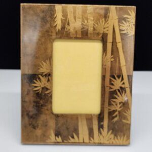 Bamboo Inspired Wooden Picture Frame Lacquered Gold Foil 3x5"